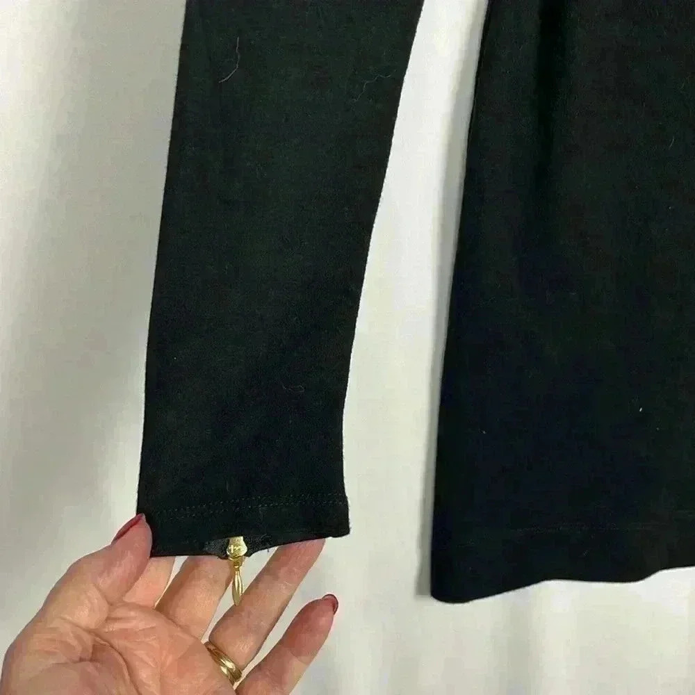 Theory Womens Tunic/Dress Black M Gold Zip Sleeves Pull-On Ponte Flattering Chic - Picture 3 of 12